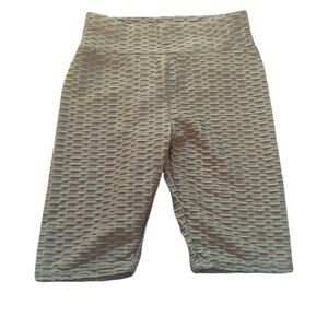 Ling Fashion Olive Green Textured Yoga Bike Shorts Size S/M